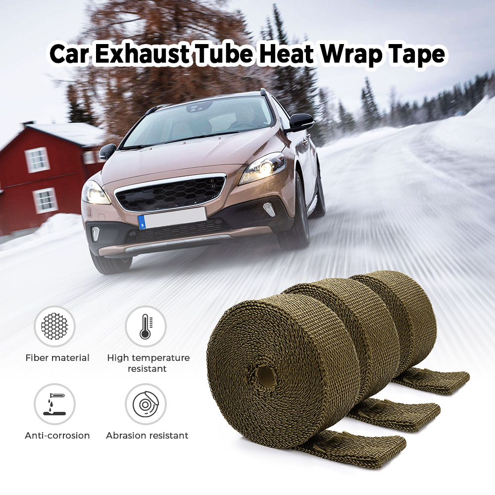 10M Auto Titanium Exhaust Header Tube Fiber Heat Wrap Tape with Steel Cable Ties for Car Motorcycle