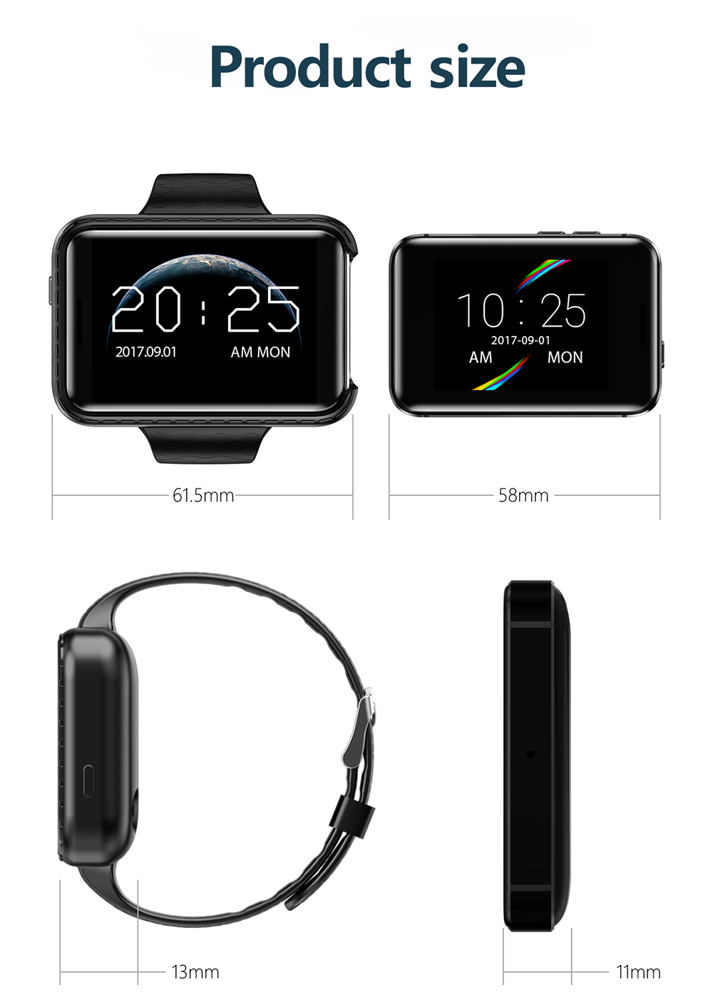 I5S 2G Smartwatch Phone 2.2 inch IPS Color Screen Dual Camera Modes 500mAh Battery Sleep Monitor Sedentary Reminder