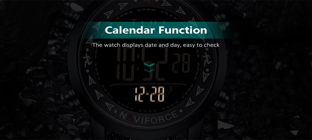 NAVIFORCE 9130 Male Digital Watch Stopwatch Wire Belt Backlight Calender Display Wristwatch for Men