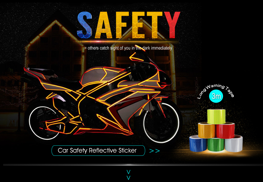 Reflective Sticker Car Safety Warning 1pc Self-adhesive Tape 3m