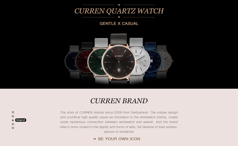 CURREN 8302 Male Quartz Watch Date Display Casual Stainless Steel Band Ultra-thin Wristwatch for Men