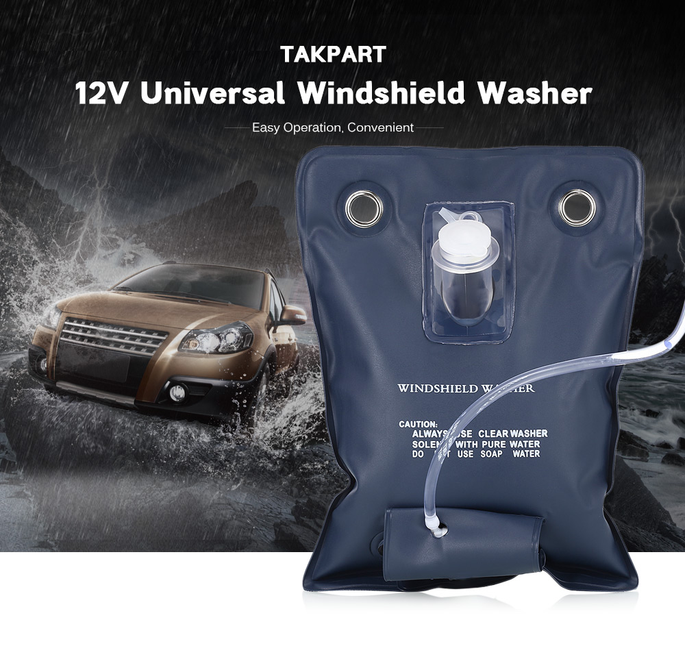 TAKPART 12V Universal Windshield Washer Car Window Cleaning Bag with Pump Jet