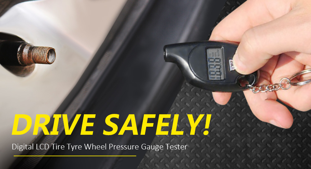 Mini Portable Digital LCD Tire Tyre Wheel Air Pressure Gauge Tester Keychain for Car
