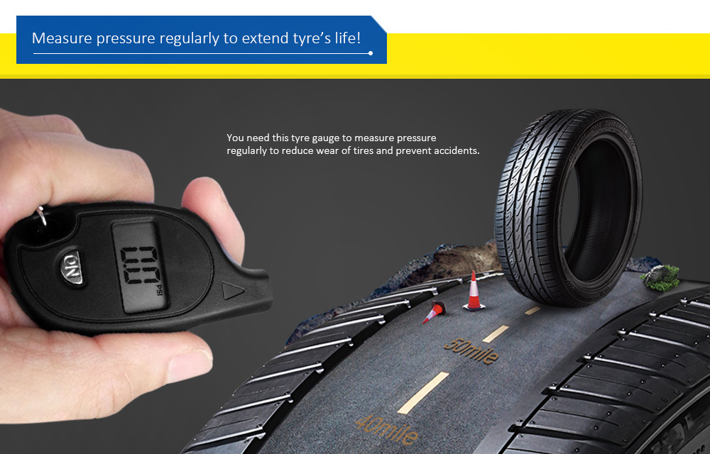 Mini Portable Digital LCD Tire Tyre Wheel Air Pressure Gauge Tester Keychain for Car
