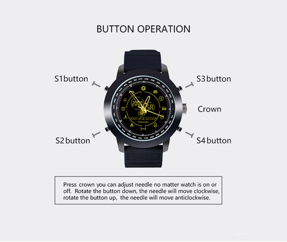 AOWO DX18 Smart Watch Bluetooth Digital 5ATM Waterproof Call SMS Notification Sports Wristband for Android iOS