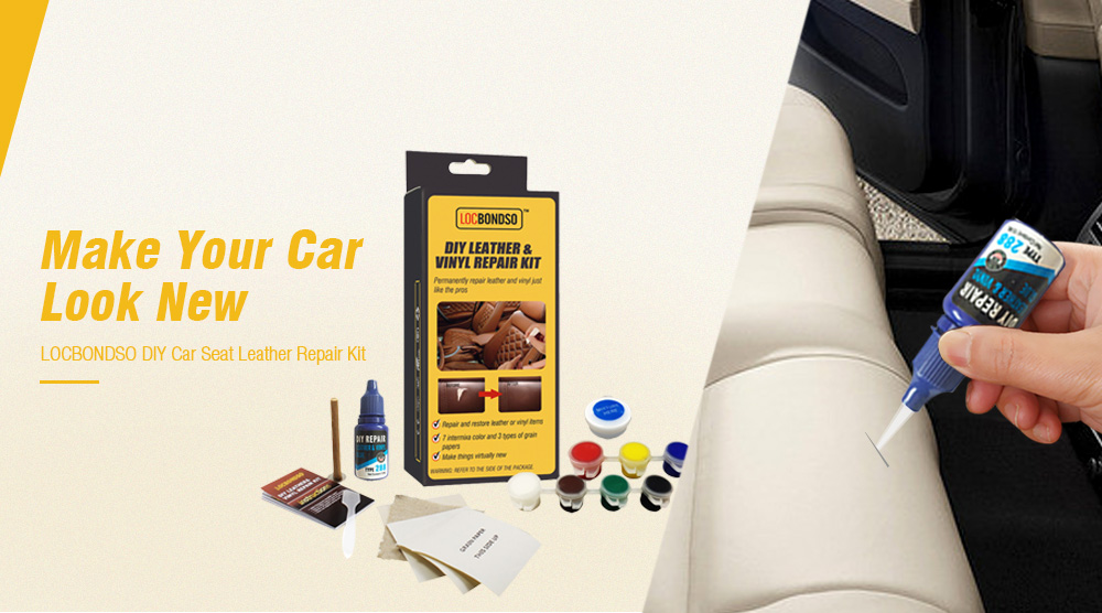 LOCBONDSO DIY Automotive Car Seat Leather Vinyl Repair Kit Leather Restoration Tool for Sofa Holes Scratch Damage