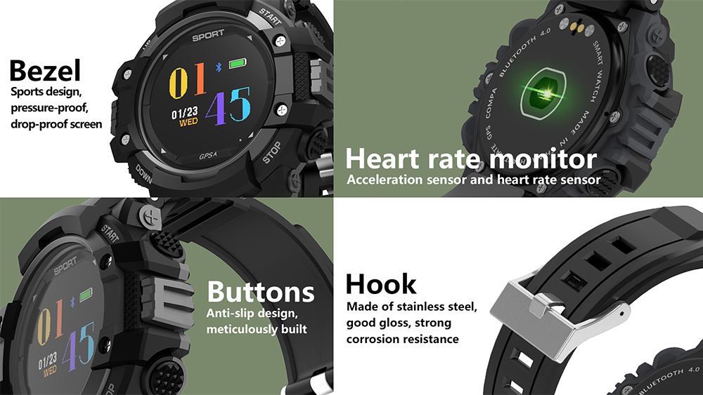 NO.1 F7 Smart Watch Real-time Heart Rate Temperature Monitor GPS Call Alert Sports Outdoor