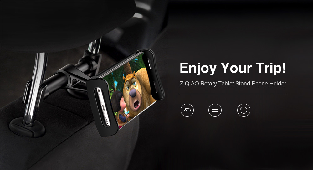 ZIQIAO CZZJ - W009 4 - 11 inch Extendable Car Headrest Back Seat Mount Rotary Tablet Stand Phone Holder