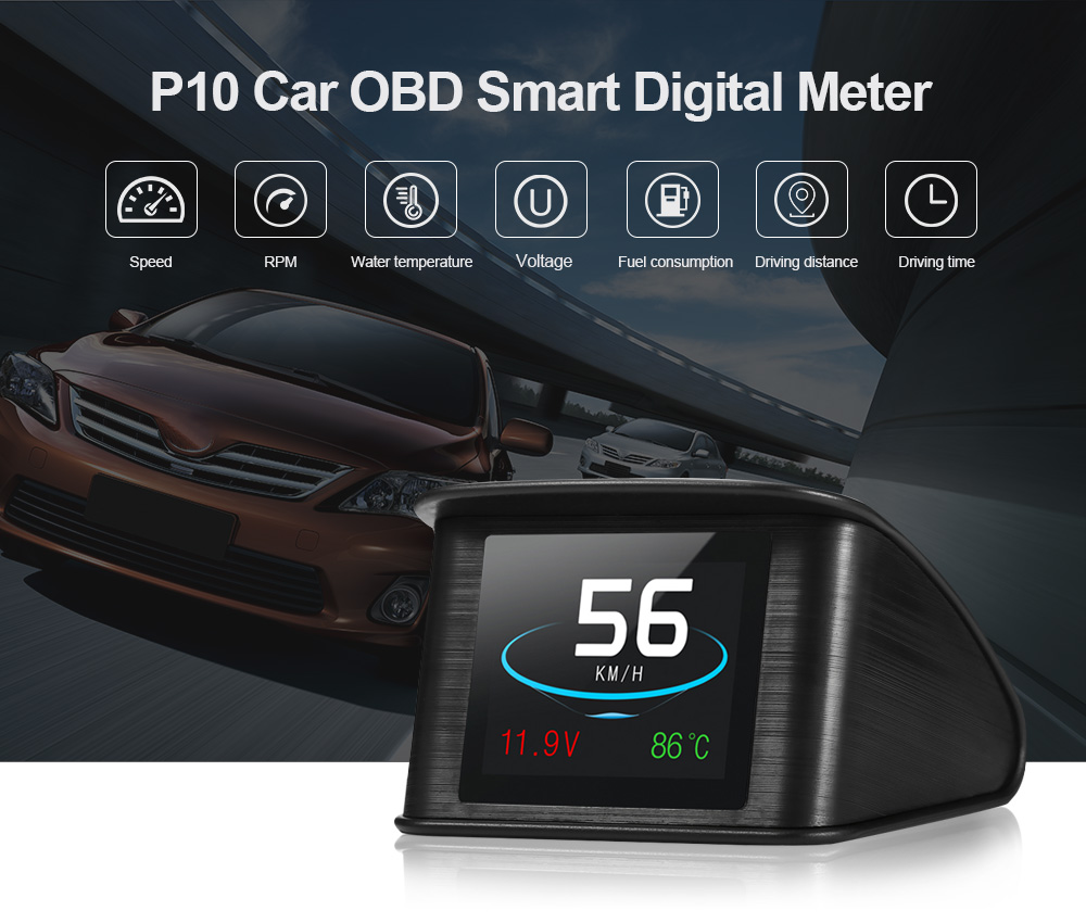 P10 Car OBD Smart Digital Meter HUD Head Up Display