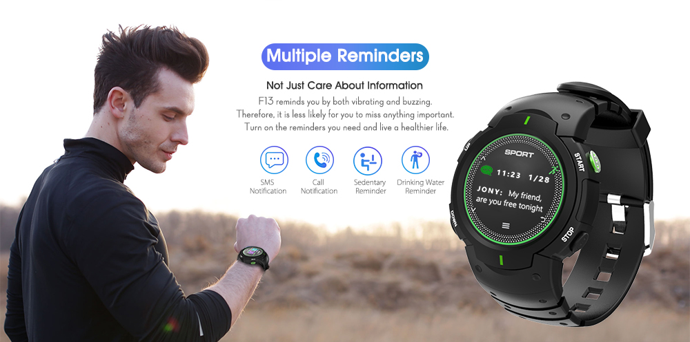 NO.1 F13 Smart Watch Real-time Heart Rate Monitor Remote Camera Sports Outdoor Wristband