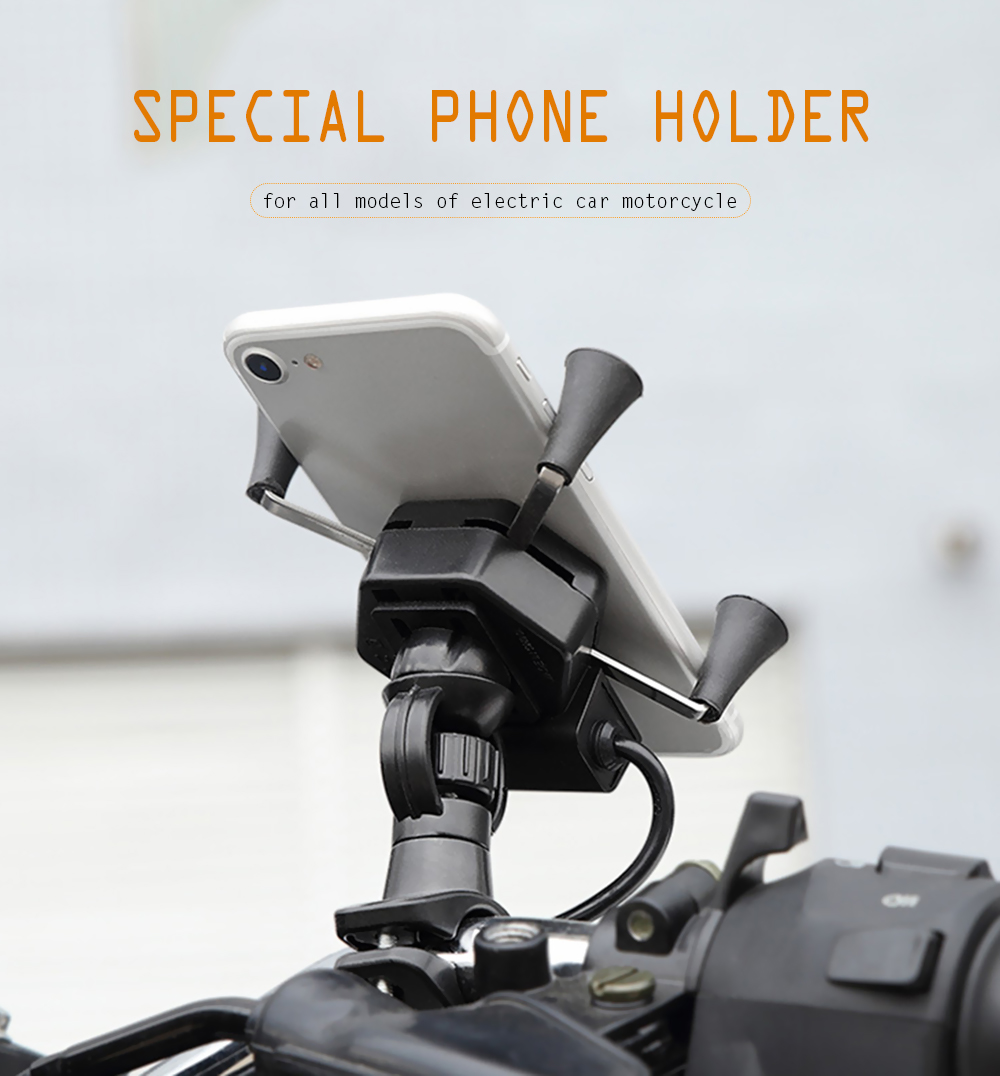 Mobile Phone Holder Rack Navigation Bracket with USB Charging for Electric Car Motorcycle