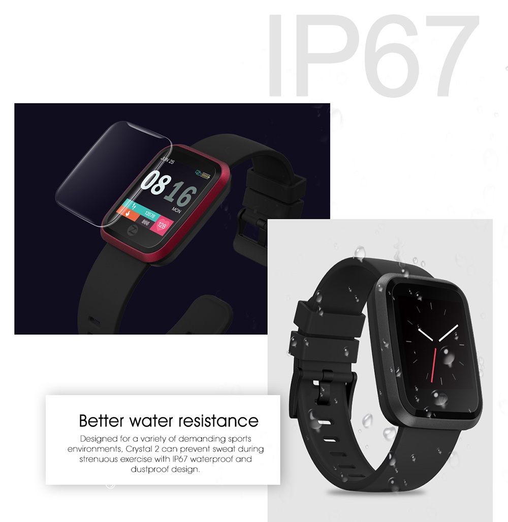 Zeblaze Crystal 2 Smart Bracelet IP67 Waterproof Wearable Device Heart Rate Monitor Color Screen Smart Watch for Android iOS