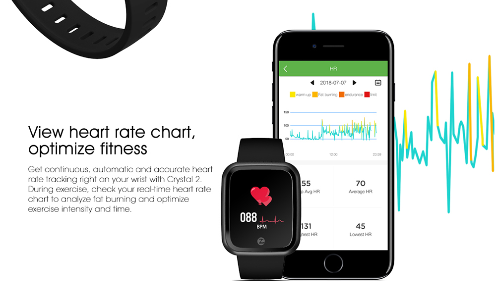 Zeblaze Crystal 2 Smart Bracelet IP67 Waterproof Wearable Device Heart Rate Monitor Color Screen Smart Watch for Android iOS