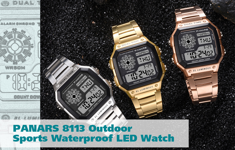PANARS 8113 Outdoor Sports Waterproof LED Watch