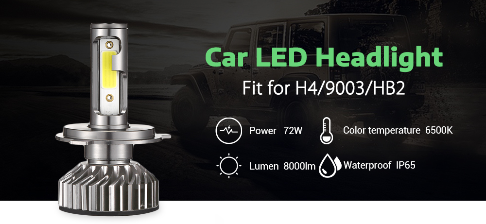 EV8 H4 / 9003 / HB2 Car DOB LED Headlight 72W 8000LM 6500K Front Lamp