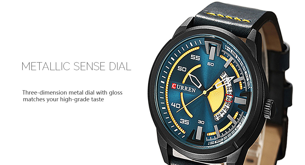 Curren 8298 Male Quartz Watch Calendar Stainless Steel Knit Band Wristwatch