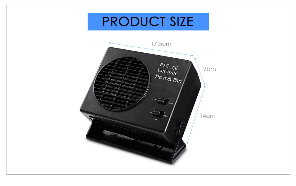 12V Car Portable 2 in 1 Electric Fan and Heater 150W / 300W Defroster Demister