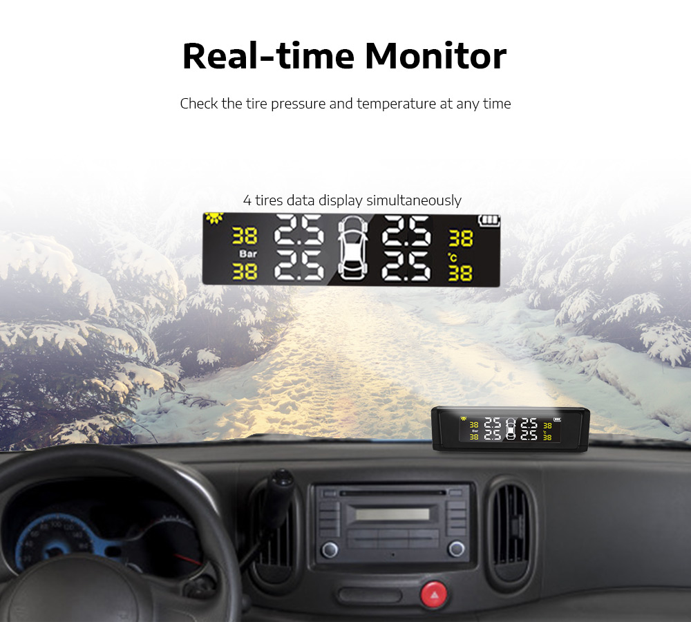 CHESHITONG TY10 Car TPMS Solar Powered Tire Pressure Monitoring System