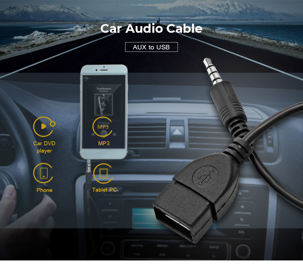 NQ010 Car 22CM / 16CM Audio Cable AUX to USB for DVD Player Phone