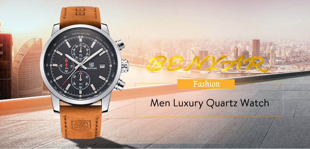 BENYAR Fashion Chronograph Sport Mens Top Brand Luxury Quartz Watch