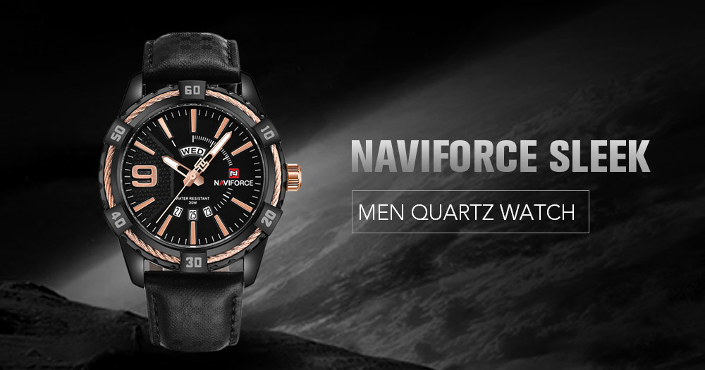 Naviforce 9117 Men Waterproof Sports Leather Band Watch