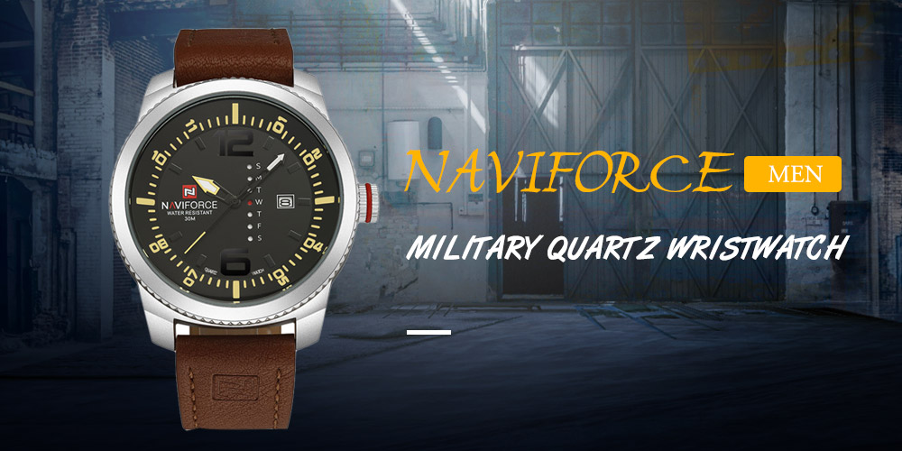 NAVIFORCE Men Military Sports Quartz Date Leather Wrist watch