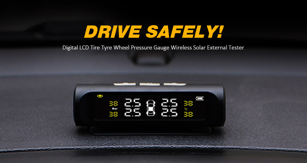 Tire Pressure Monitoring System Wireless Solar External Tires Pressure Detector
