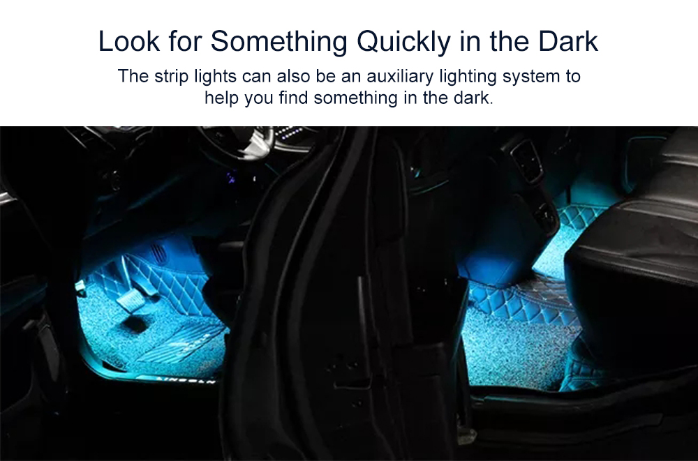 RGB LED Car Interior Atmosphere Glow Sticker Strip Lights Remote Control