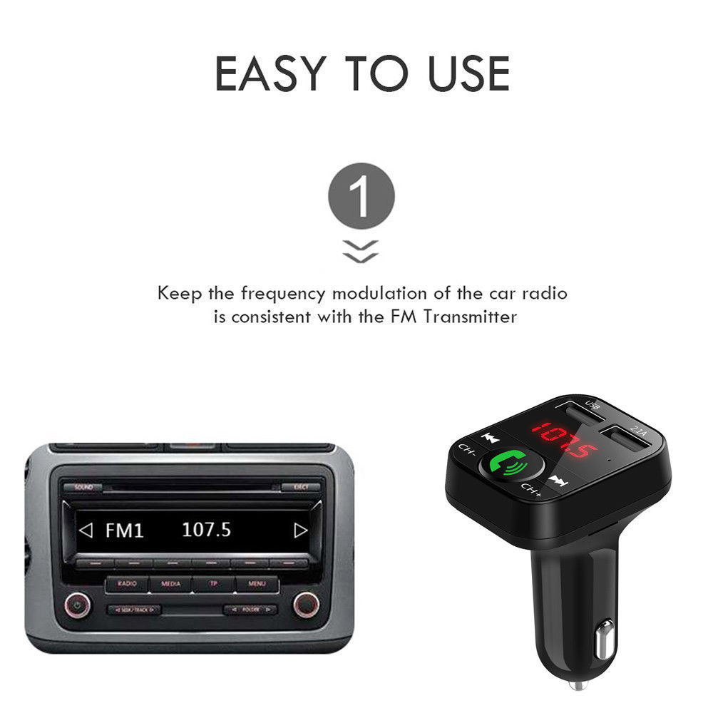 KELIMA Bluetooth Wireless FM Transmitter Radio Adapter Car Charger
