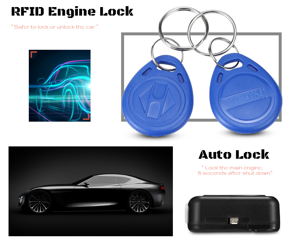 ZEEPIN GY902B - 1 Car Anti-theft System RFID Engine Lock Keyless Entry