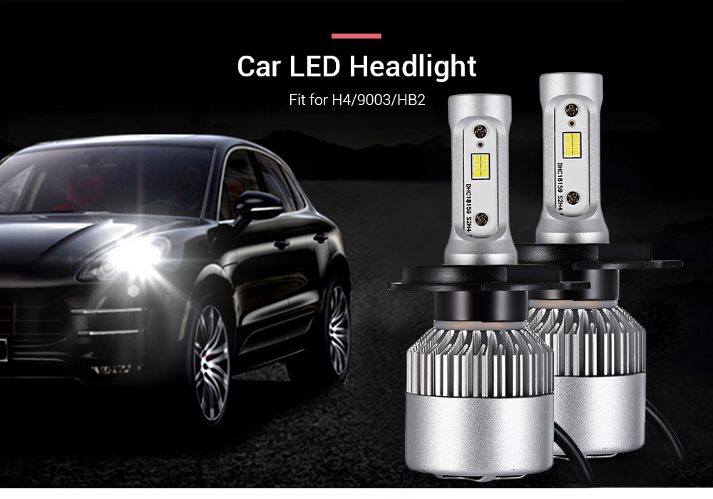 2PCS S2 - CSP H4 / 9003 / HB2 Car LED Headlight 72W 8000lm 6500K Front Light