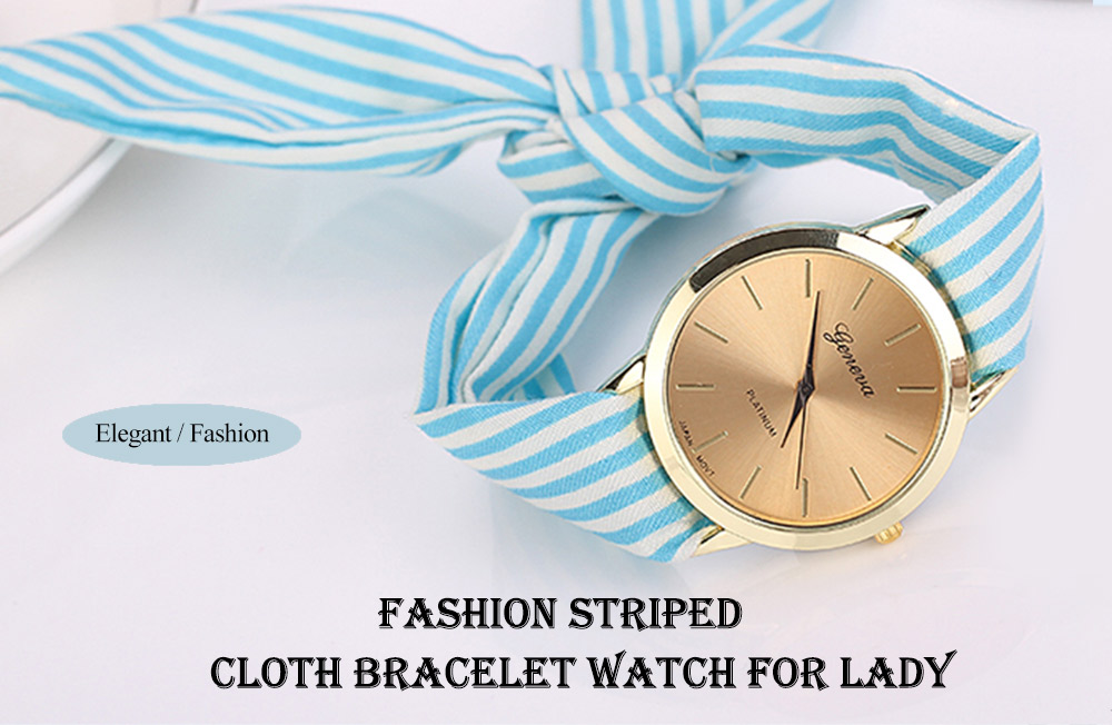 Fashion Striped Cloth Bracelet Watch for Lady
