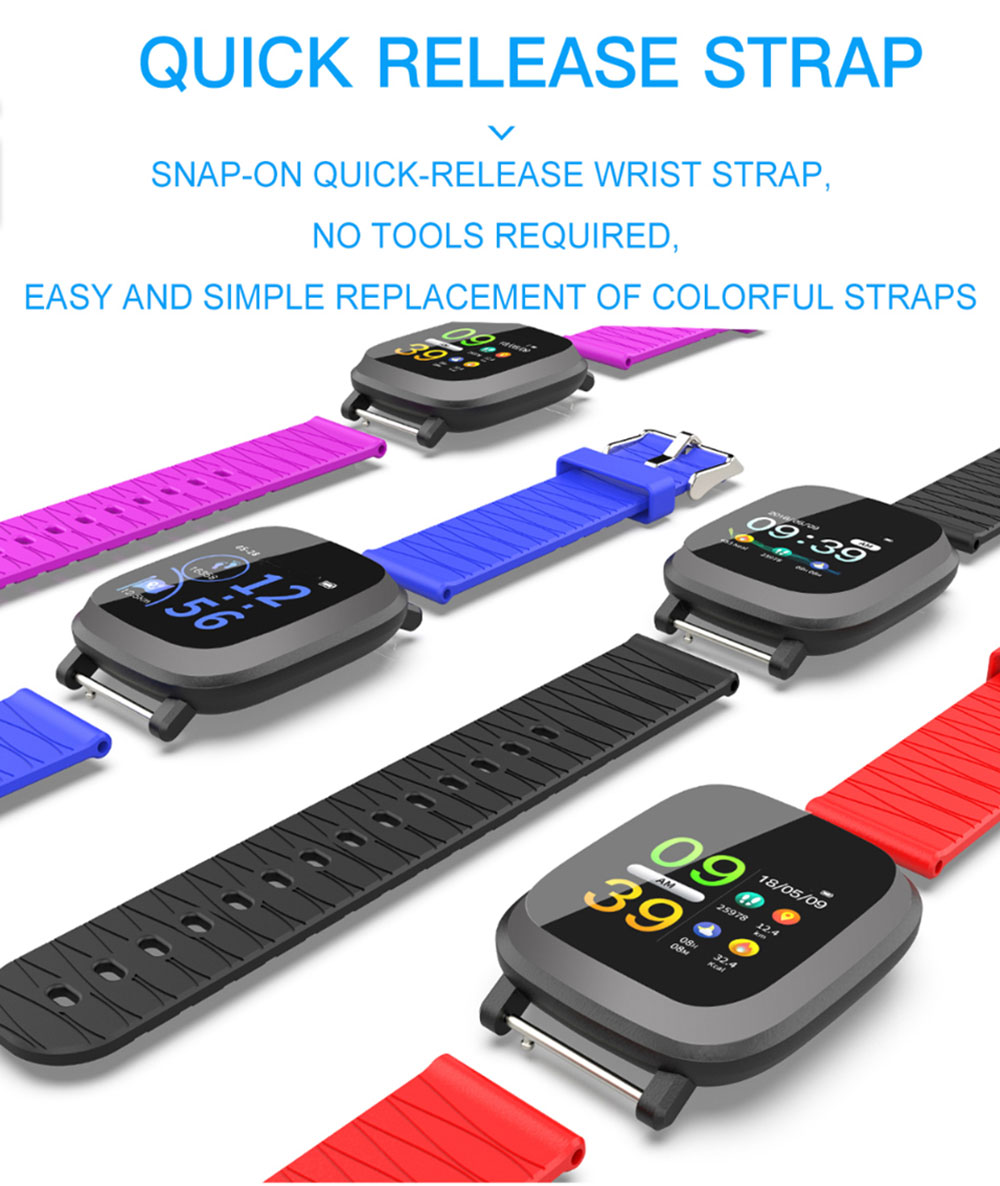 M30 1.3 inch Smart Bracelet Sleep HR Blood Oxygen Pressure Monitor IP67 Waterproof Message Alarm Smartwatch