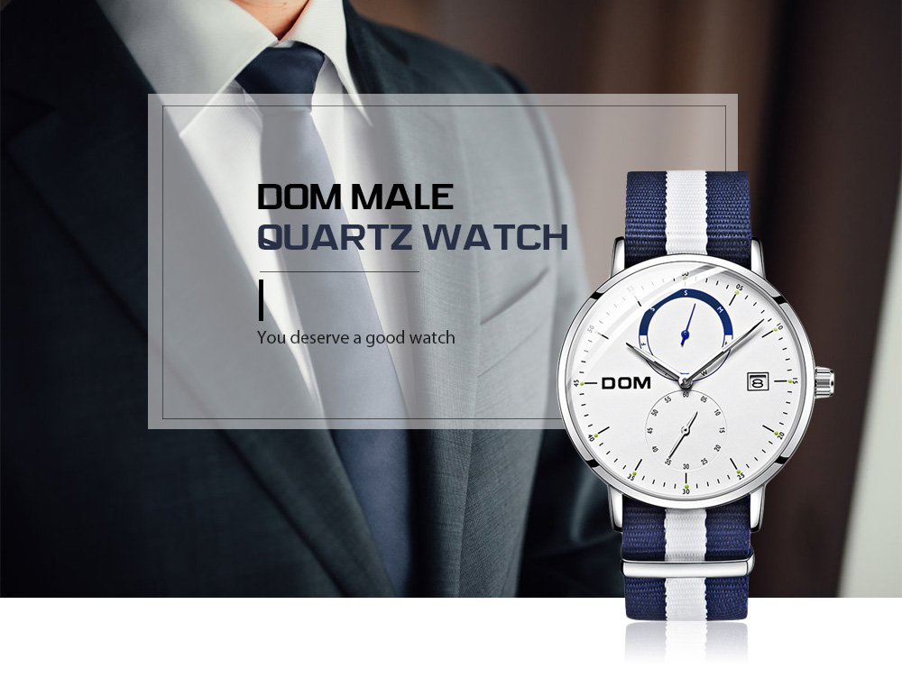 DOM M - 436D - 7M Men Fashion Nylon Strap Three-pin Quartz Watch