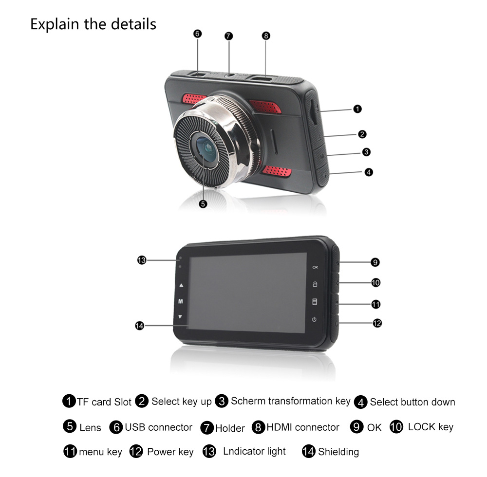 ZIQIAO JL-A80 3.0 Inch Full HD 1080P Car DVR Car Camera Video Registrator Recorder HDR G-sensor Dash Cam DVRs
