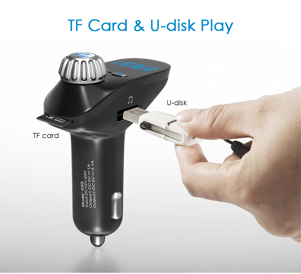 G95 Car Bluetooth MP3 Player Wireless FM Transmitter Dual USB Hands-free Call Voltage Detection