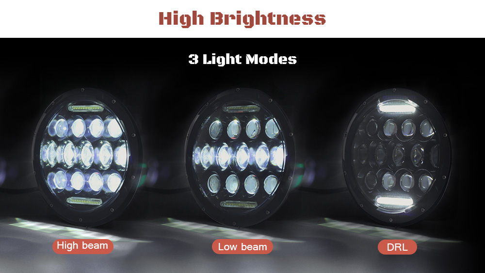 1PC H4 300W 7 inch Car LED Headlight with H13 Adapter Cable for Jeep Off-road Vehicle SUV