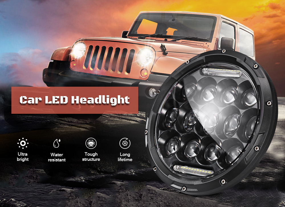 1PC H4 300W 7 inch Car LED Headlight with H13 Adapter Cable for Jeep Off-road Vehicle SUV