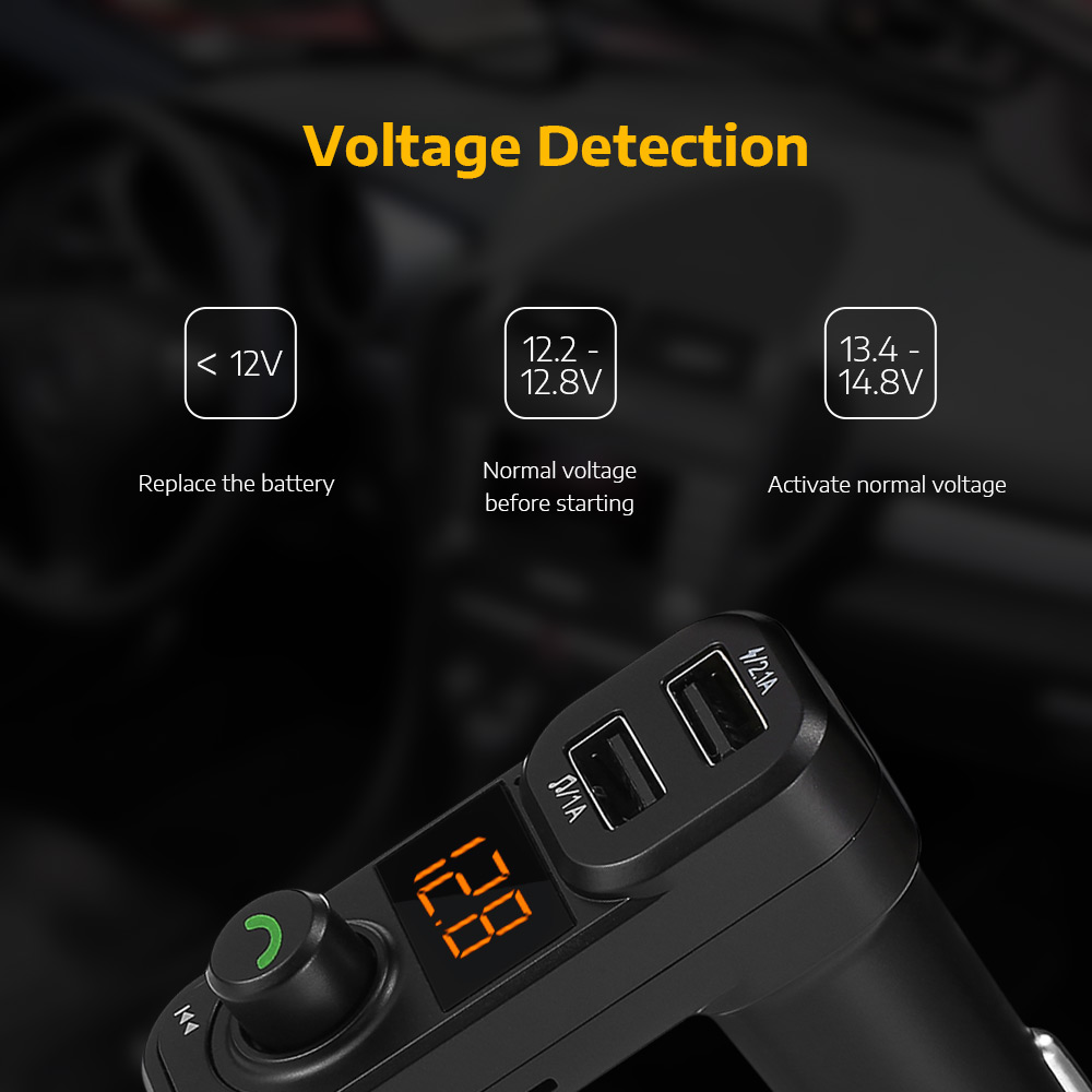 BT53 Car Bluetooth MP3 Player Wireless FM Transmitter Dual USB Hands-free Call Voltage Detection