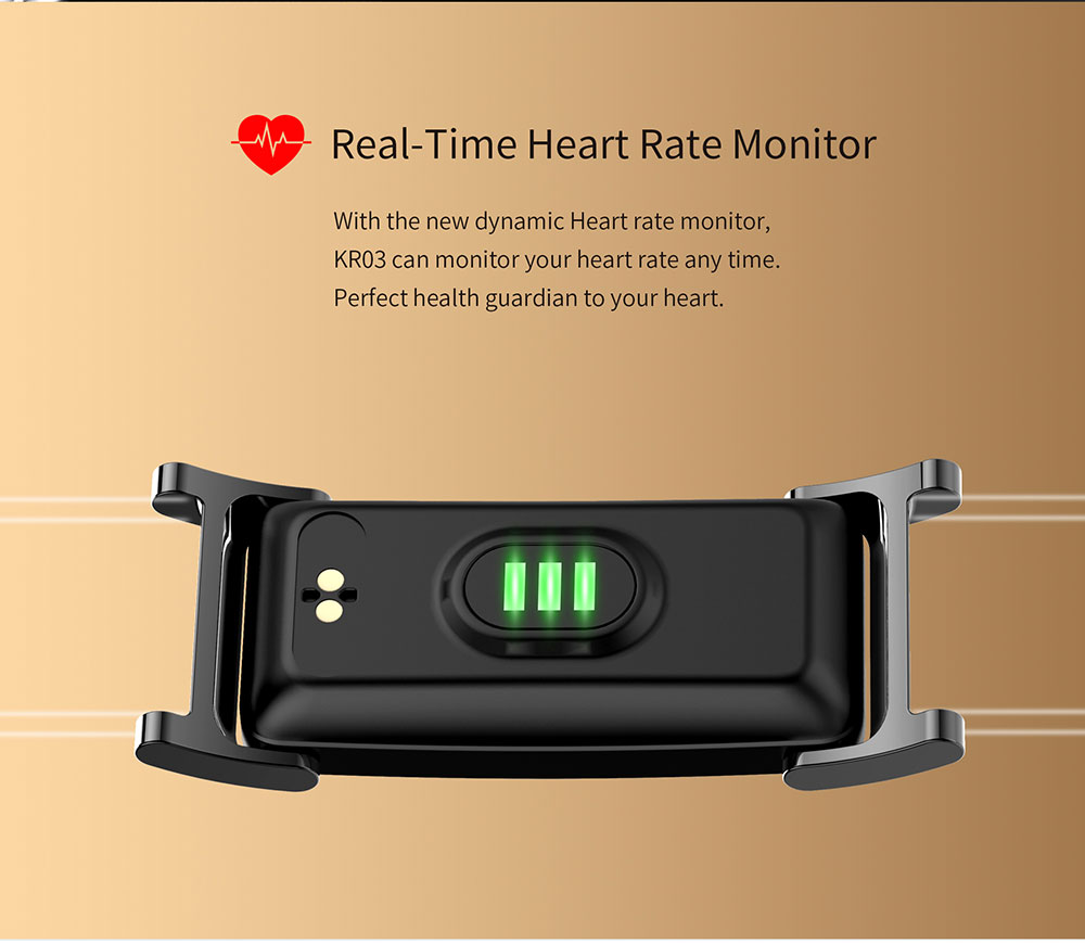 KingWear KR03 Smart Bracelet 0.96 inch nRF51822QFAA 64KB RAM 512KB ROM Heart Rate Monitor Step Count Sedentary Reminder IP68 140mAh Built-in