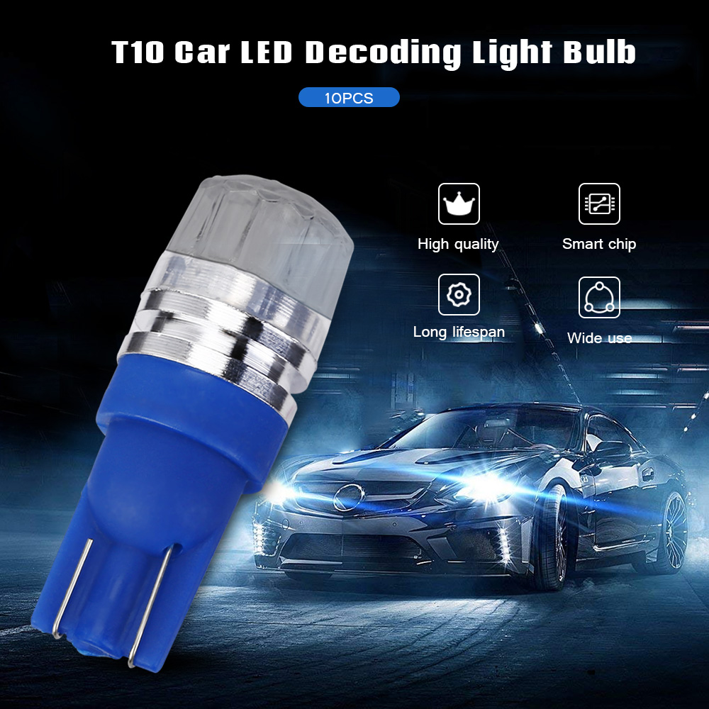 10PCS T10 Car LED Decoding Light Bulbs for Width / License Plate / Reading / Trunk / Dashboard Lamp