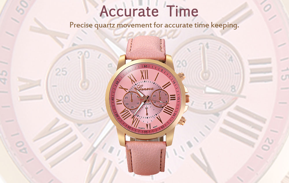 Geneva Decorative Sub-dials Bright Colors Female Quartz Watch