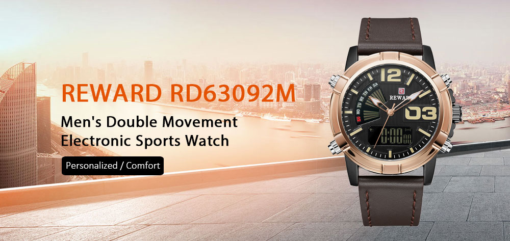 REWARD RD63092M Men's Double Movement Electronic Sports Watch