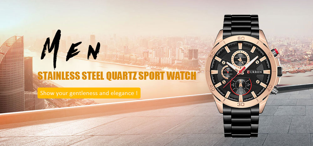 CURREN Men's Creative Band Material Type Stainless Steel Quartz Sport Watch