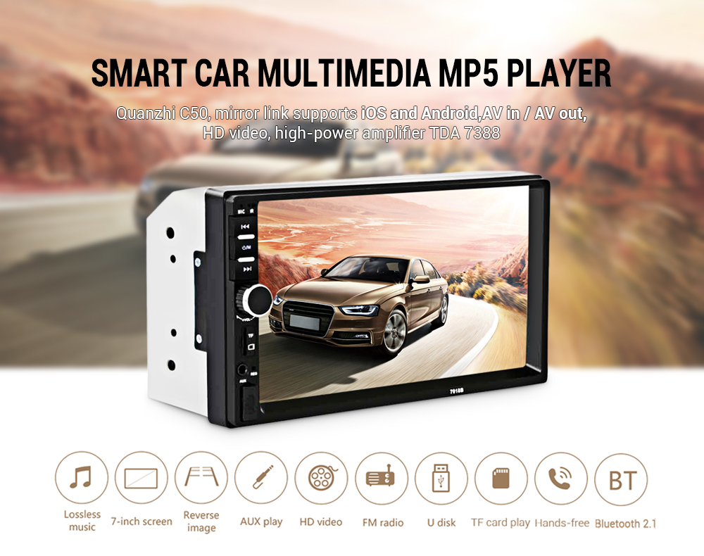 7018B 7 inch Car Multimedia MP5 Player Bluetooth FM Radio Tuner