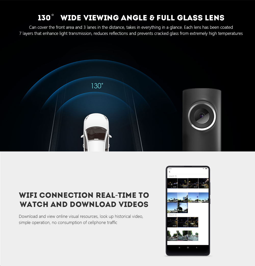 Xiaomi 70mai Dash Cam Smart WiFi Car DVR International Version 1080P 130 Degree Wide Angle