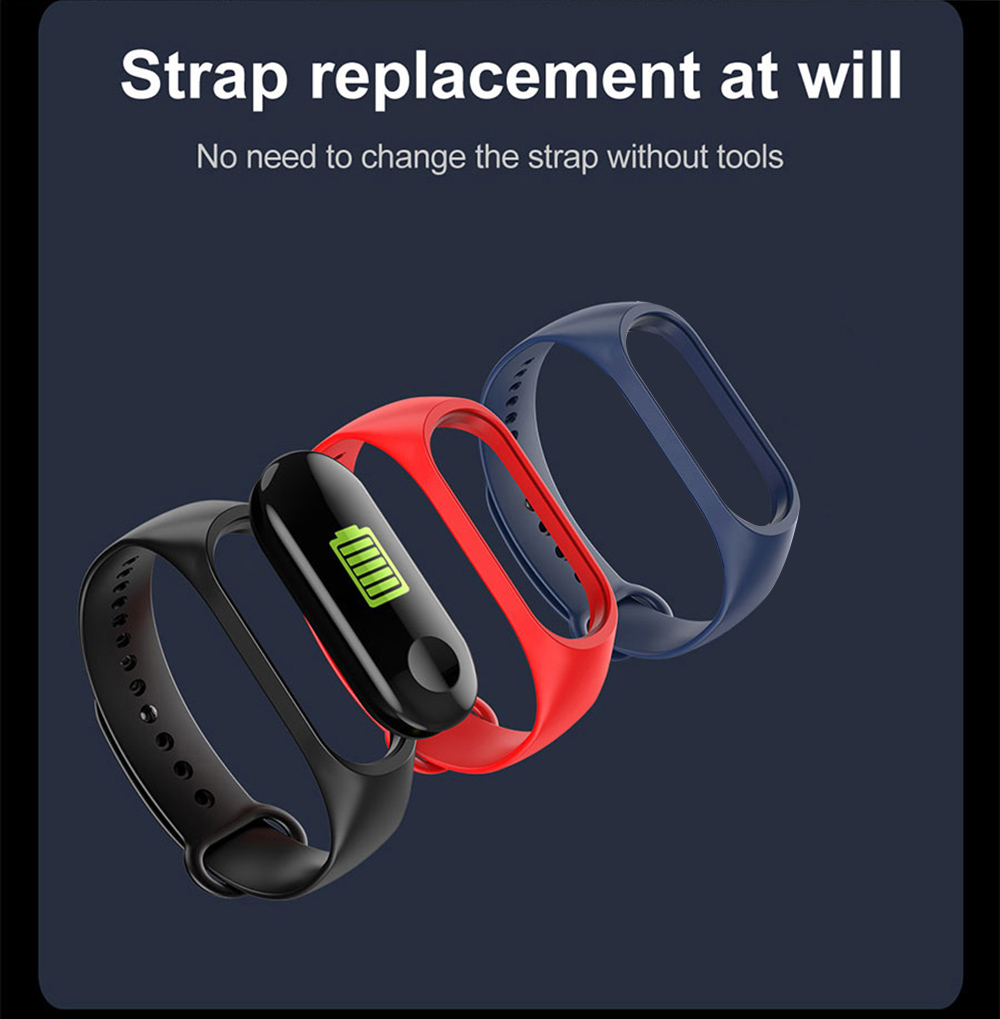 M3C 0.96 inch IP67 Waterproof Heart Rate Blood Pressure Sleep Monitor Smart Bluetooth Bracelet Sports Smartwatch