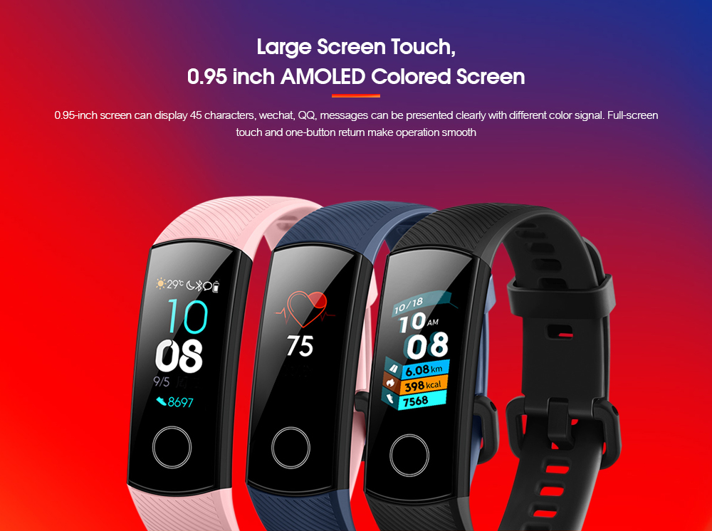 HUAWEI Honor 4 Bracelet 0.95 inch Screen Bluetooth 4.0 Call / Message Reminder Heart Rate Monitor Blood Pressure Functions