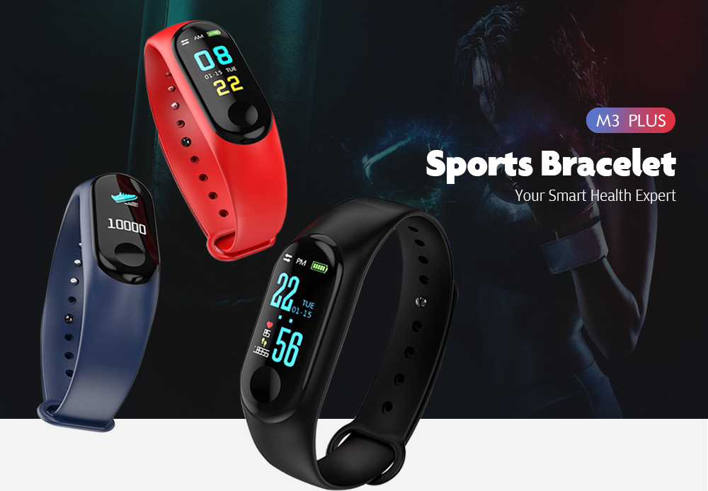 M3PLUS 0.96 inches Smart Bracelet Bluetooth 4.0 Heart Rate Monitoring Blood Pressure Functions