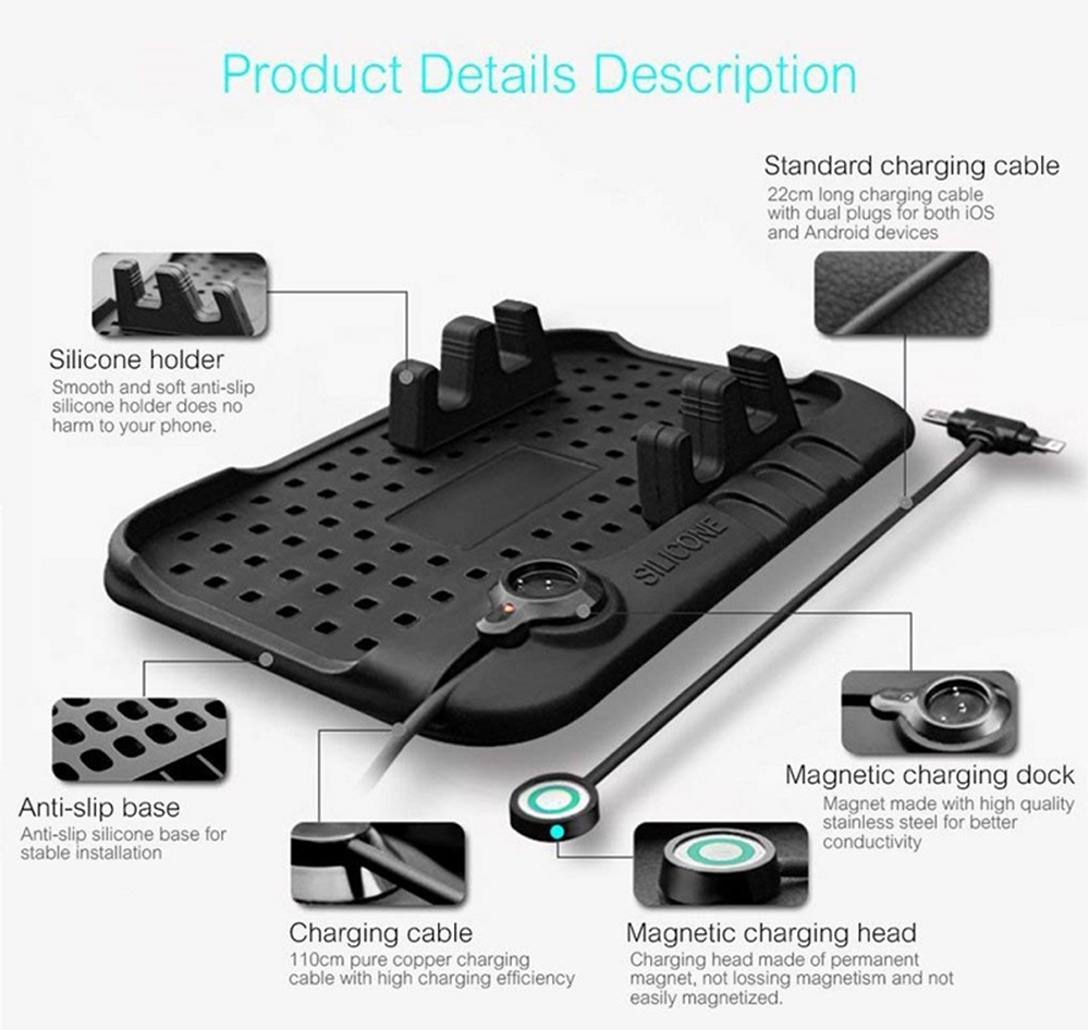 Multi-function Car Anti-slip Silicone Mat / Mobile Phone Holder / Charging Stand